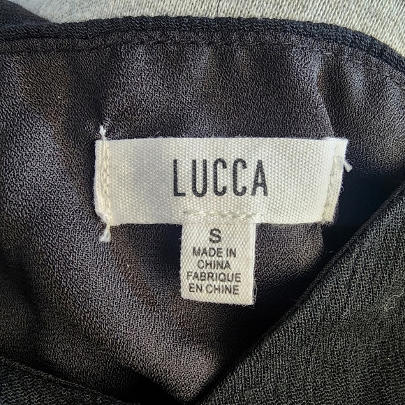 Lucca Black Asymmetrical Wrap Romper Women's Small S Spaghetti Strap Plunge Neck - Picture 7 of 9